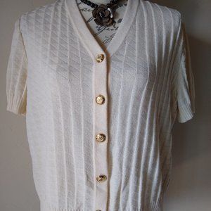 ST.JOHN Basic Knit Short Sleeve Sweater Top